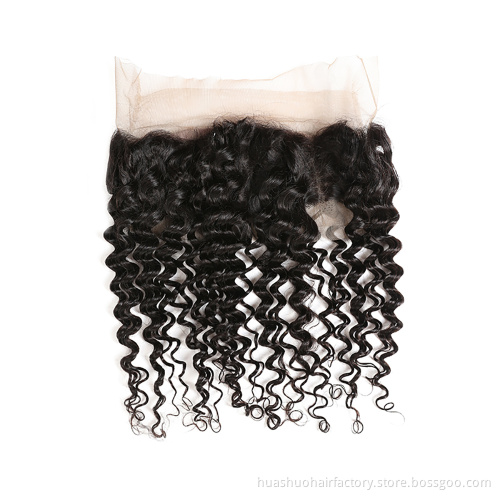 One Donor Accept Paypal Elastic Band Brazilian Real Human Remy Hair Deep Wave Curls 360 Lace Frontal Closure